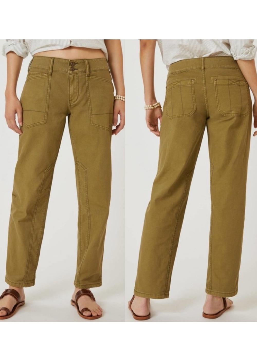 Anthropologie X Pilcro The Wanderer Low-Rise
Trousers Moss Green Cotton 24 - Picture 3 of 11